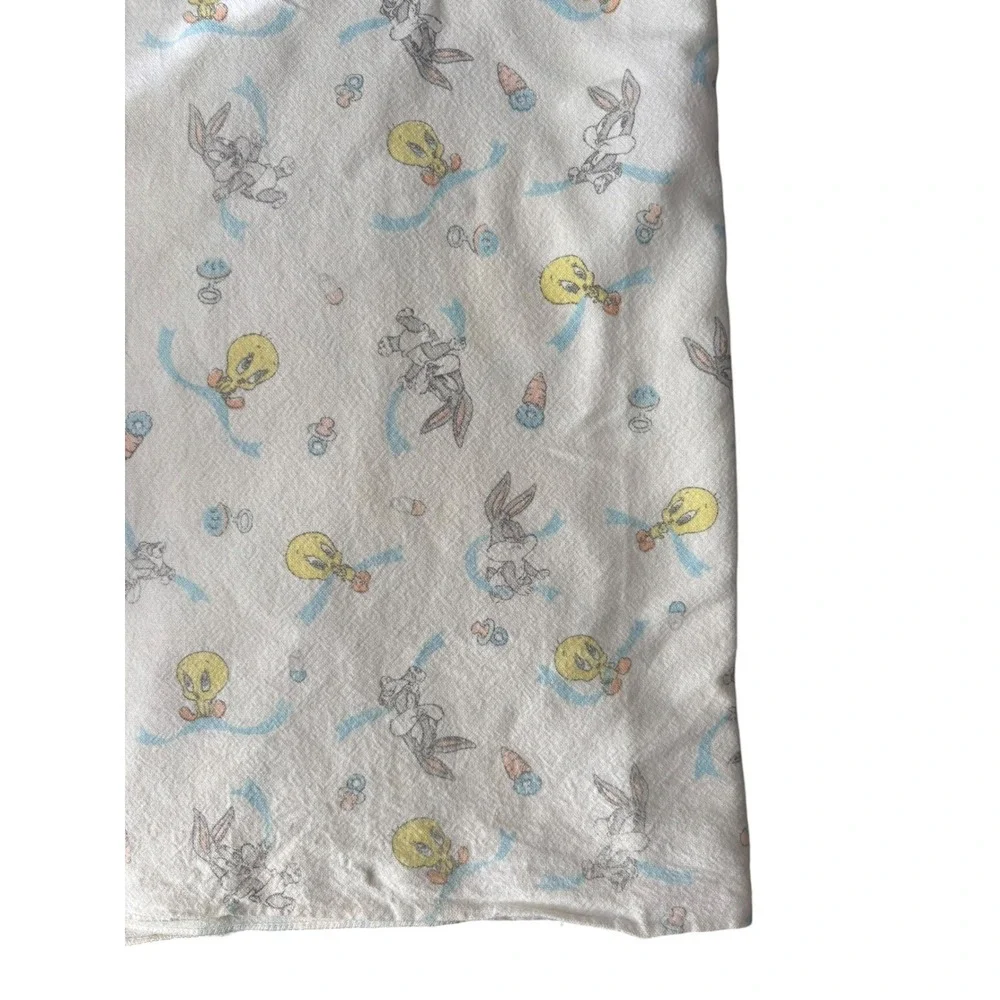 Looney Tunes Baby Receiving Blanket Tweety Bird Bugs Bunny 26x36 Cotton Vintage